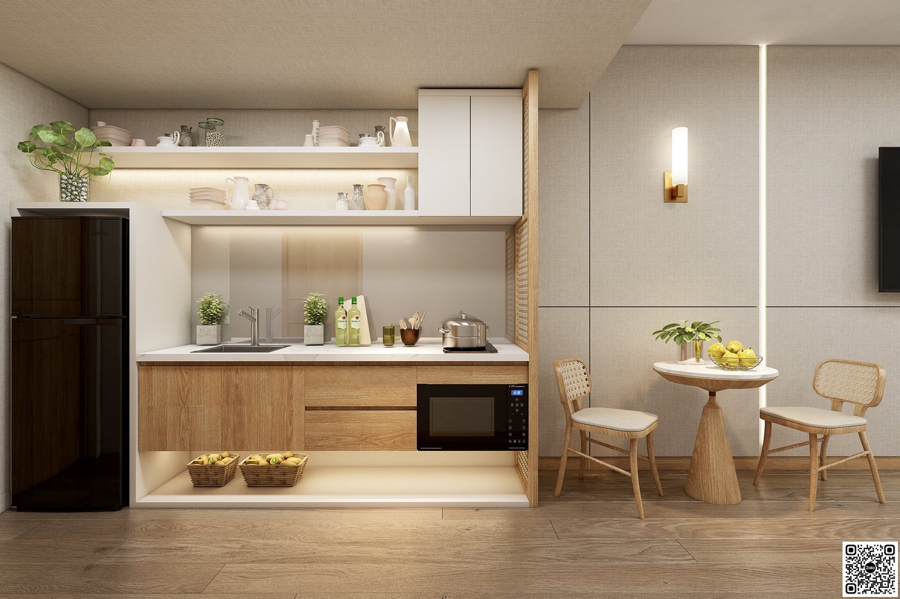 Phòng bếp phòng ăn căn hộ mẫu dự án The Maris Vũng Tàu.