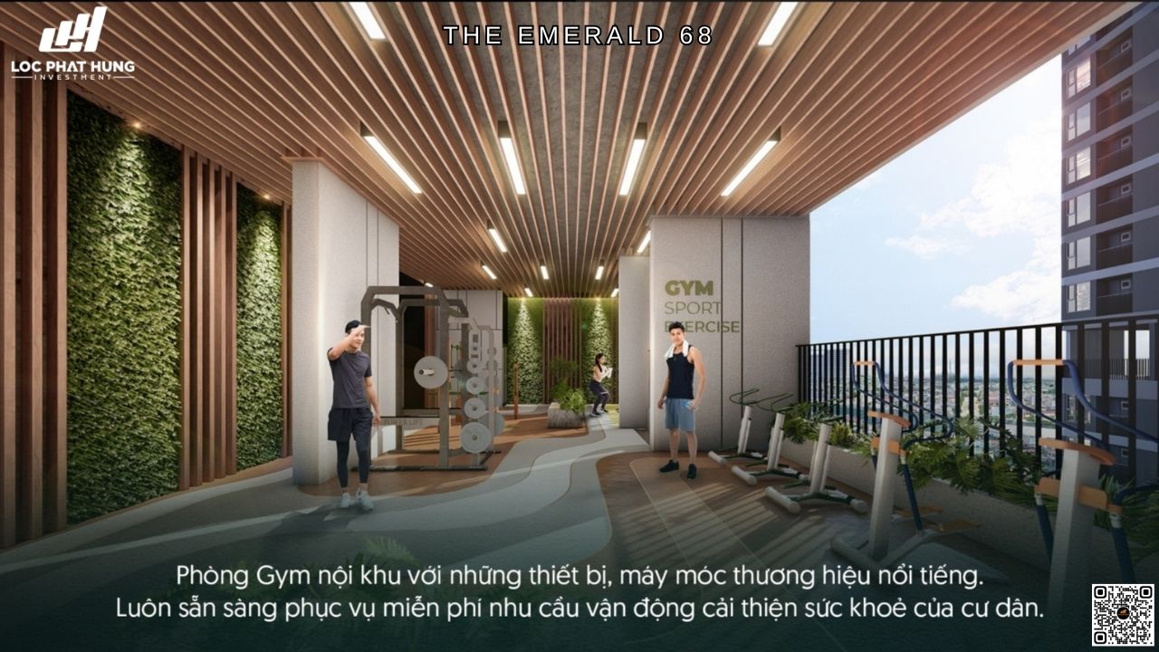 Phòng Gym tại căn hộ Emerald 68 Thuận An, Bình Dương