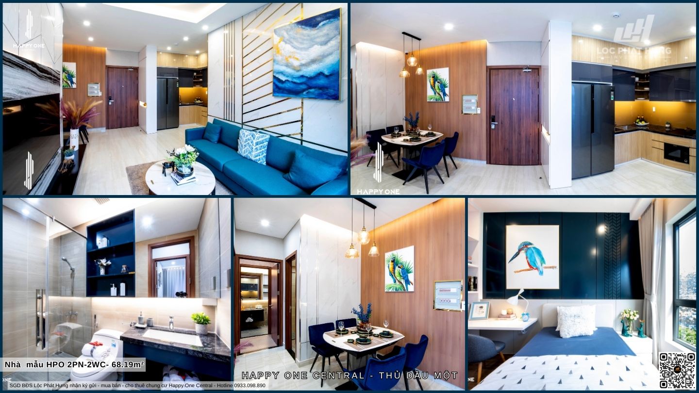 Nhà mẫu dự án căn hộ chung cư Happy One Central TDM Bình Dương - Loại 2PN-2WC - 68.19m2