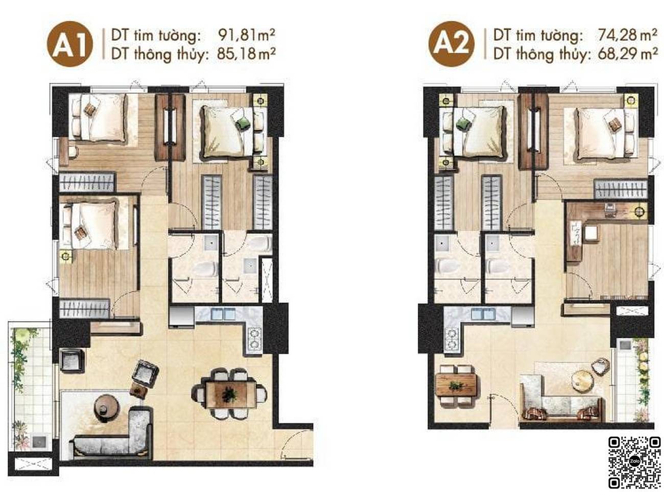 Thiết kế căn hộ A1 và A2