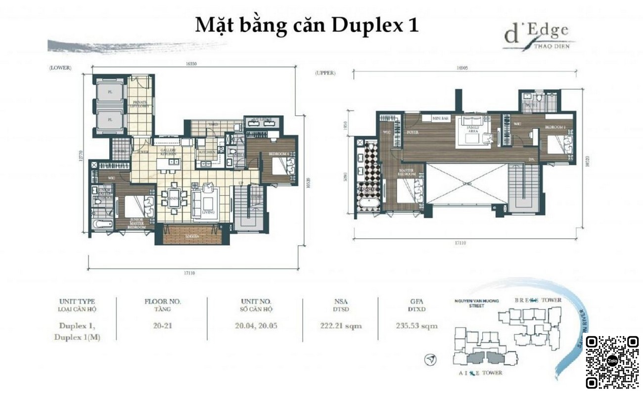 Thiết kế căn hộ Duplex 1 dự án D'edge Thảo Điền