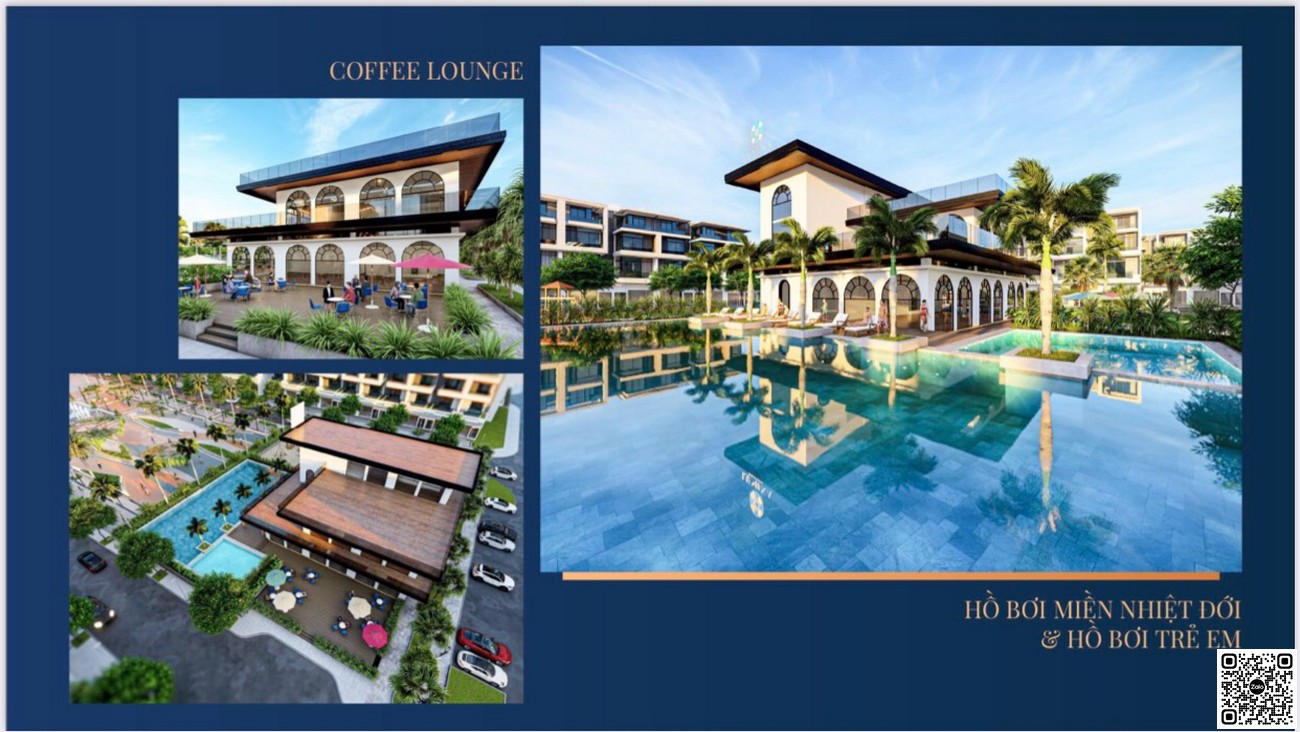 Tiện ích hồ bơi và coffee Lounge tại dự án Lumina Grand Square Cần Giuộc Long An.