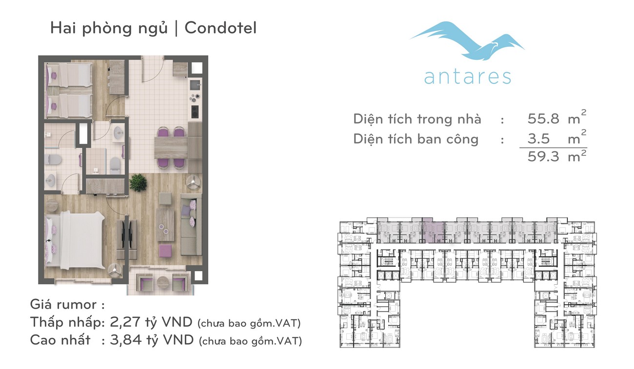 Bảng giá dự án biệt thự biển condotel, biet thu, sohotel Antares Beach Vung Tau chủ đầu tư Hodeco