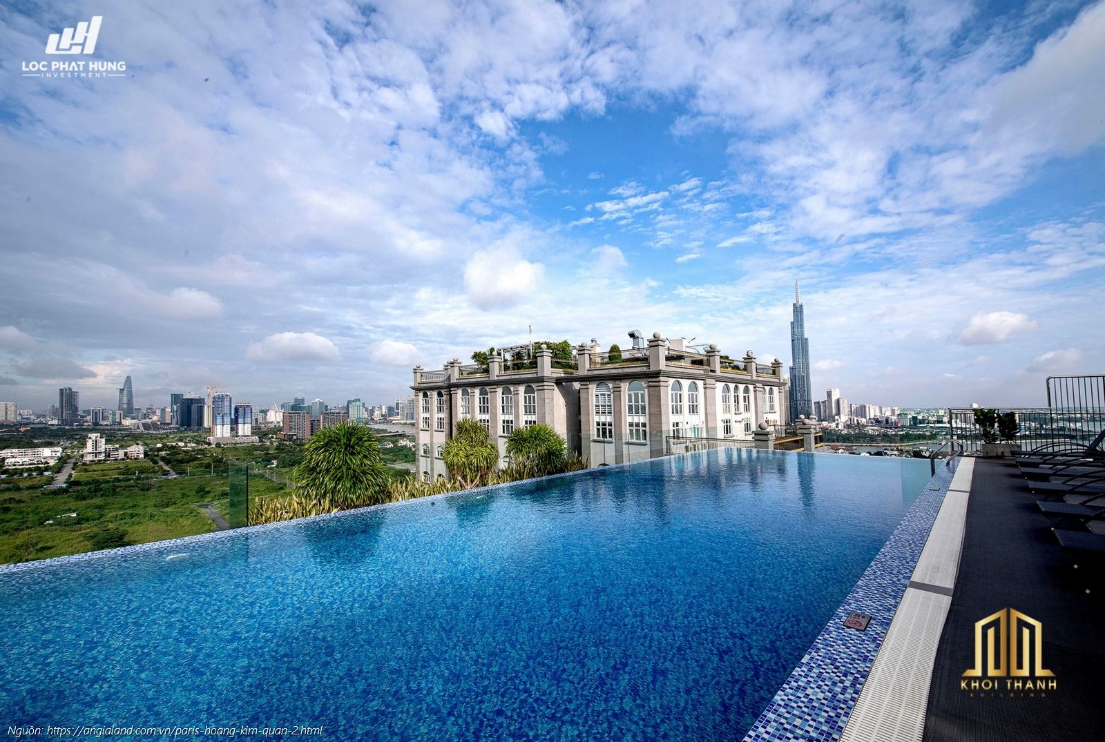 Tiện ích hồ bơi buổi sáng trong xanh tại dự án căn hộ Paris Hoàng Kim Quận 2