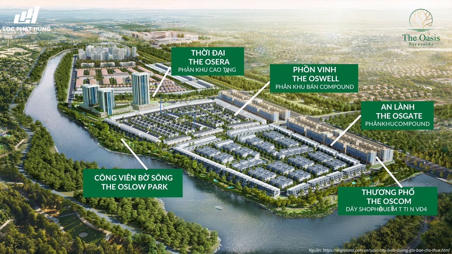 Mặt bằng dự án biệt thự Nhà Phố The Oasis Riverside P. Thới Hòa