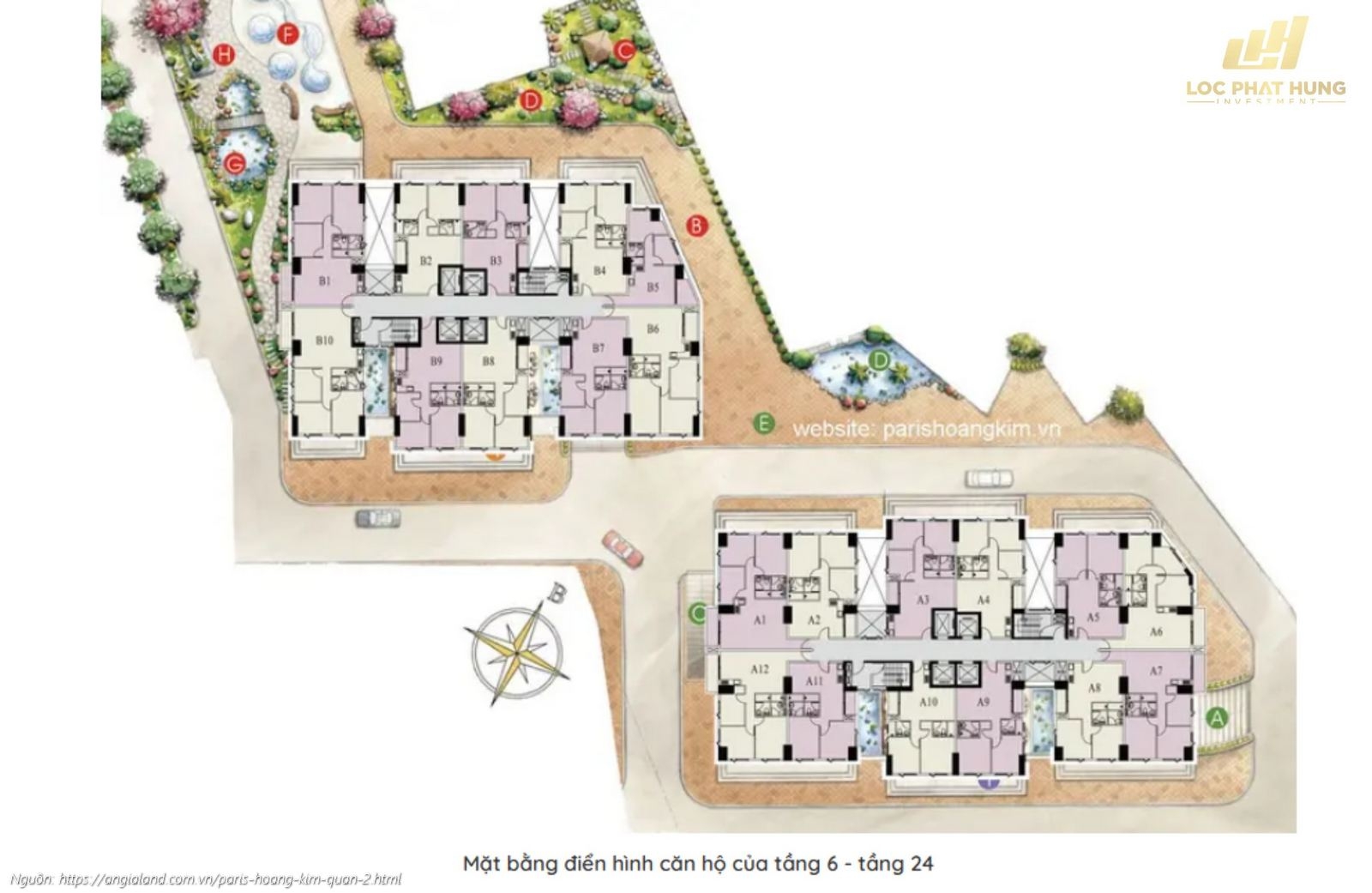 Mặt bằng layout thiết kế chi tiết căn hộ chung cư Paris Hoàng Kim Quận 2