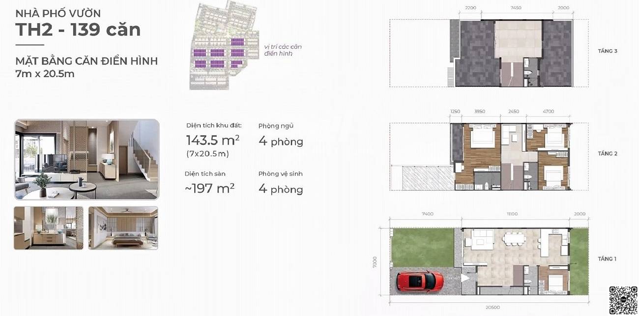 Thiết kế nhà phố vườn TH2 căn 143.5m²