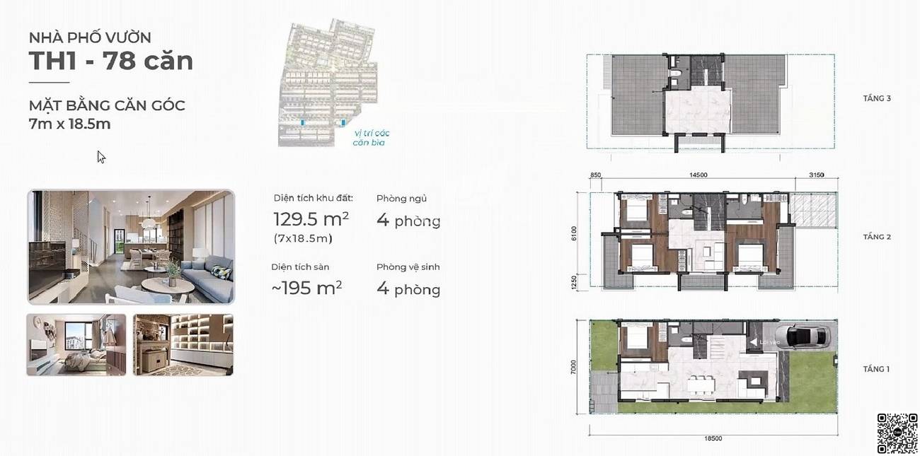 Thiết kế nhà phố vườn TH1 căn 129.5m²