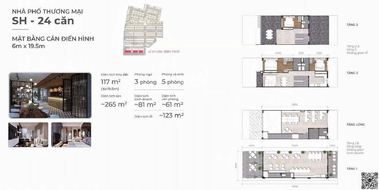 Thiết kế shophouse diện tích ở 127m² 3 phòng ngủ
