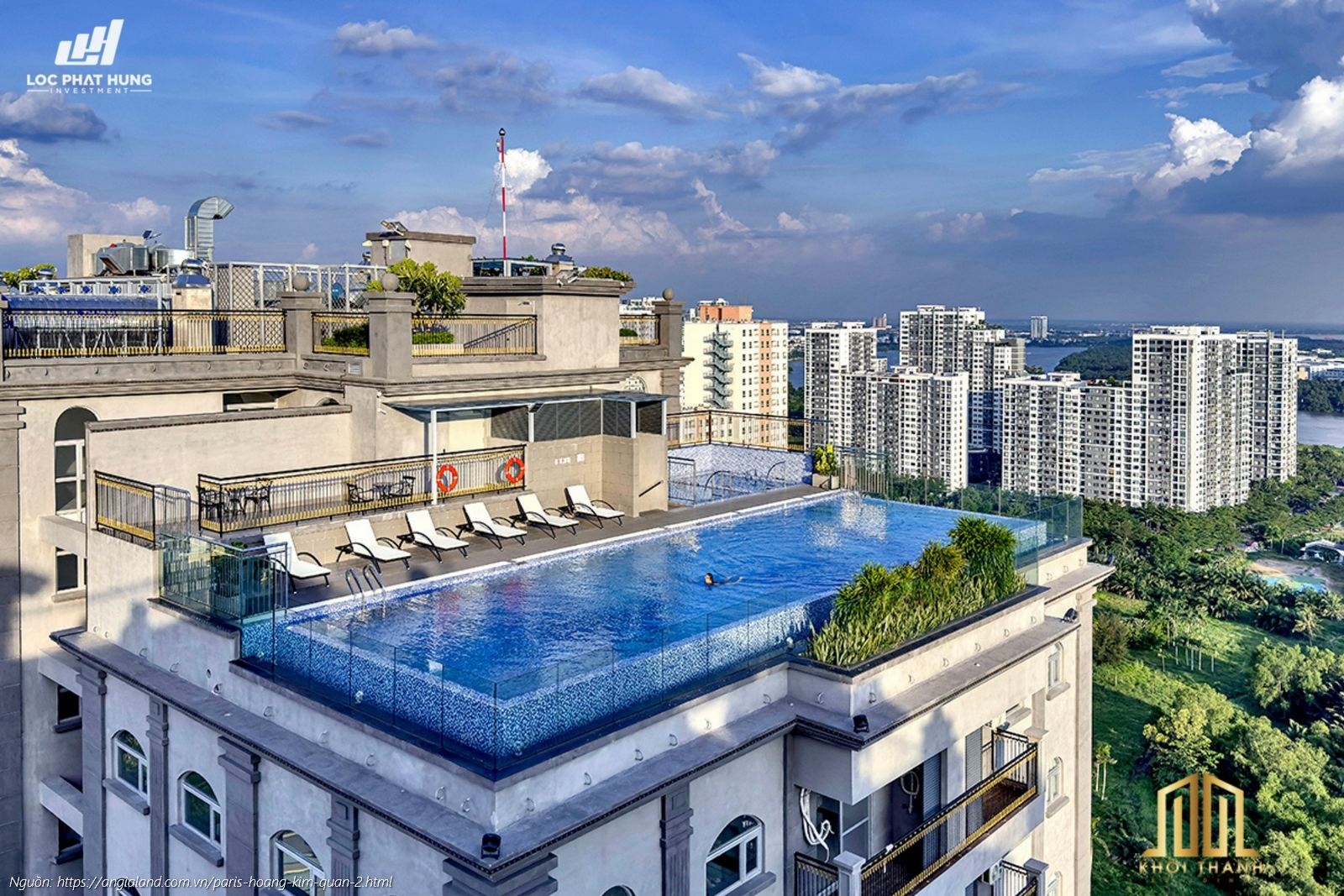 Toàn cảnh tiện ích hồ bơi sang trọng tại dự án Paris Hoàng Kim Quận 2