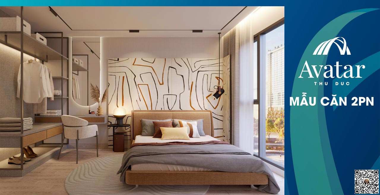 Phong cách thiết kế phòng ngủ nhà mẫu căn hộ Avatar Thủ Đức loại 2 Phòng ngủ