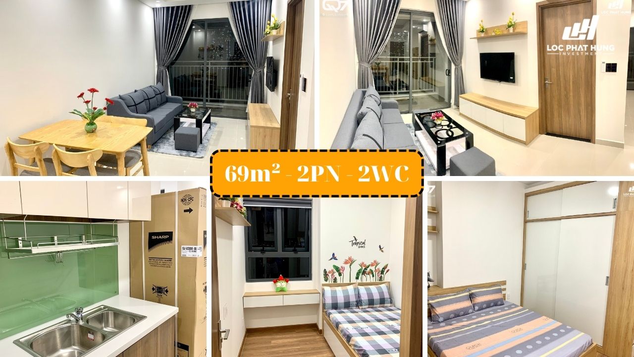 Cho thuê căn hộ chung cư 2PN-2WC diện tích 69m2 full nội thất tại Q7 Riverside