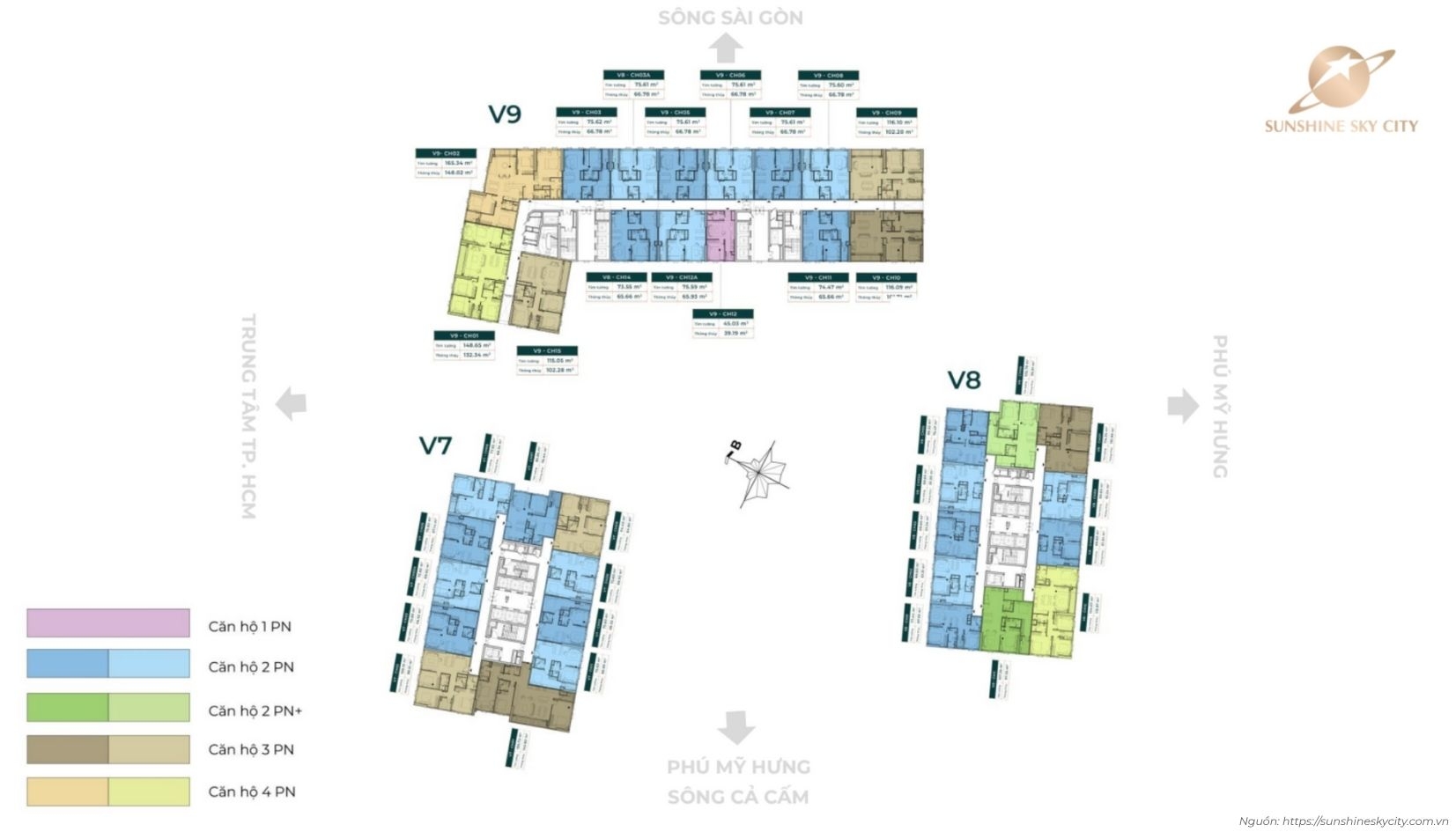 Mặt Bằng View điển Hình Dự án Sunshine Sky City Quận 7