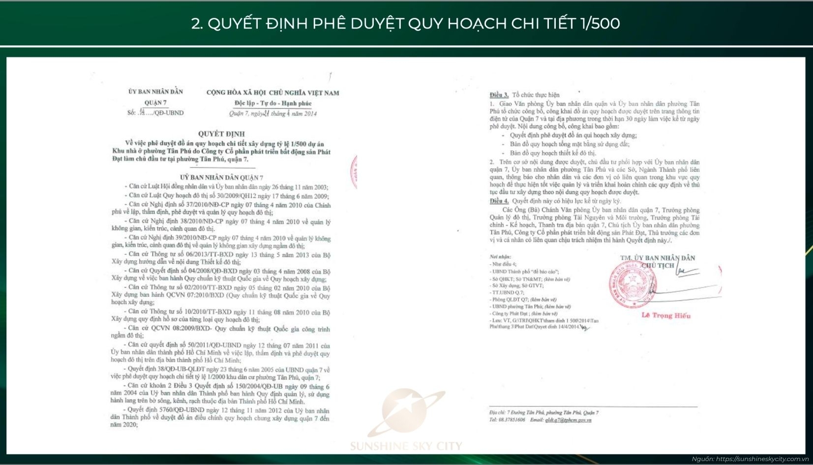 Pháp Lý Dự án Sunshine Sky City Quận 7