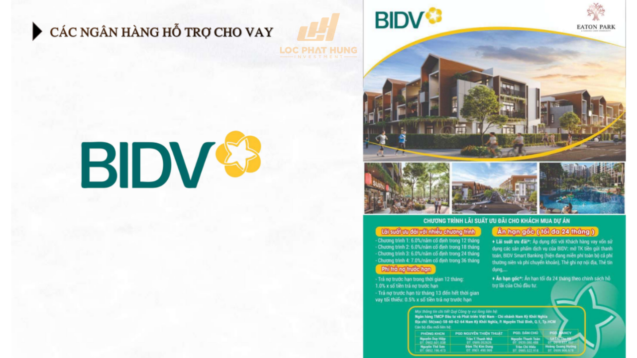 Ngân hàng BIDV hỗ trợ cho vay khách hàng mua căn hộ Eaton Park