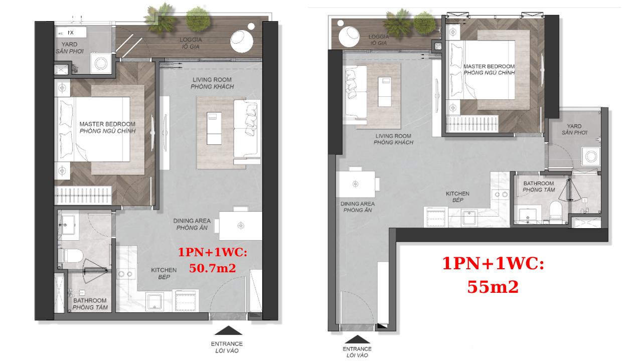Thiết kế chi tiết căn hộ 1PN tại dự án Eaton Park Quận 2