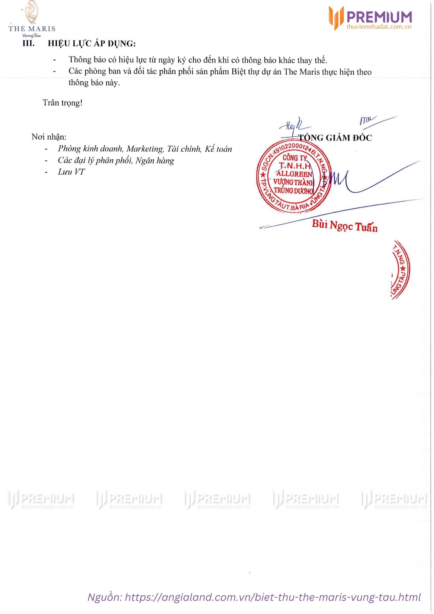 Chính sách ưu đãi khách hàng nhận lợi nhuận 2 năm biệt thự The Maris Vũng Tàu