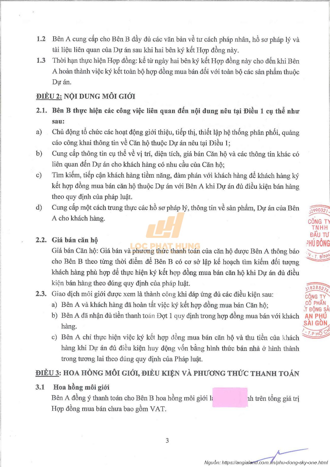 Hợp đồng hợp tác Phú Đông 5 & An Phú Sài Gòn