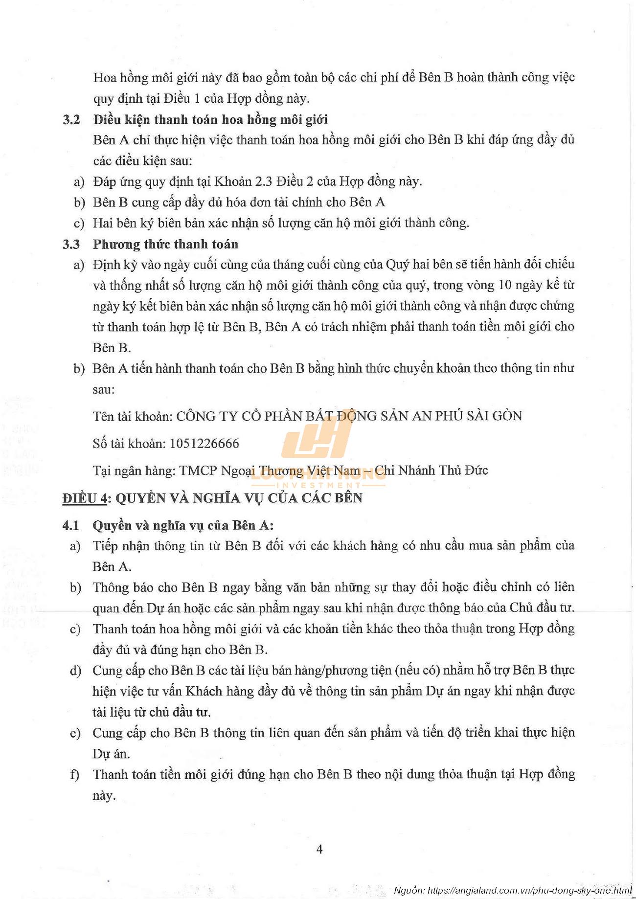 Hợp đồng hợp tác Phú Đông 5 & An Phú Sài Gòn