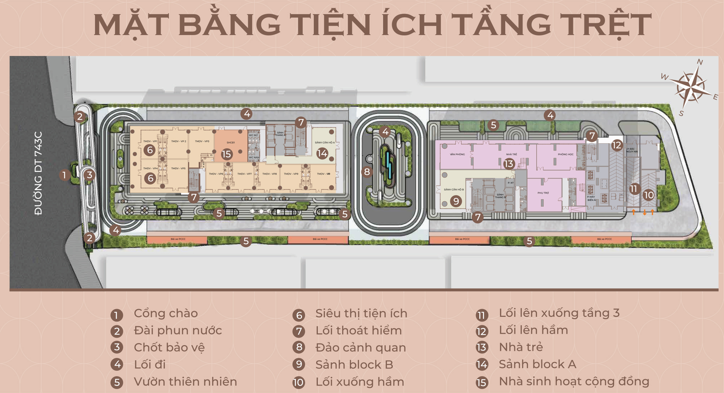 Mặt bằng tầng trệt Phú Đông Sky One
