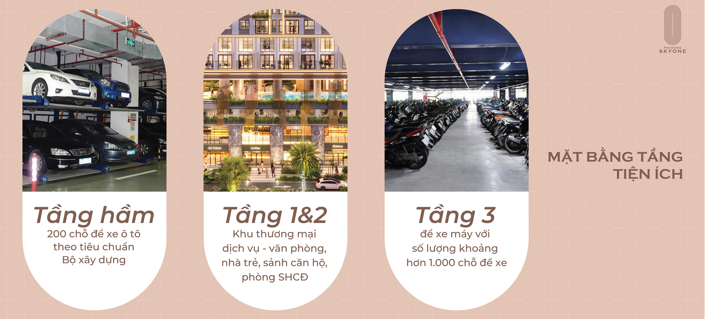 Mặt bằng tầng Phú Đông Sky One - Tầng Hầm, tầng 2,3