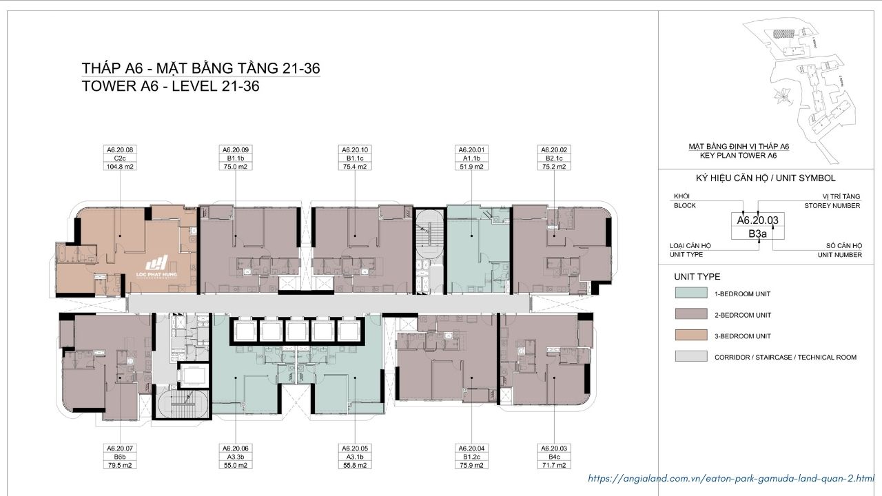 Mặt bằng điển hình Eaton Park Block A6