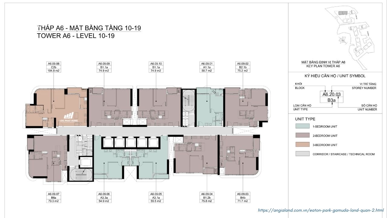 Mặt bằng điển hình Eaton Park Block A6