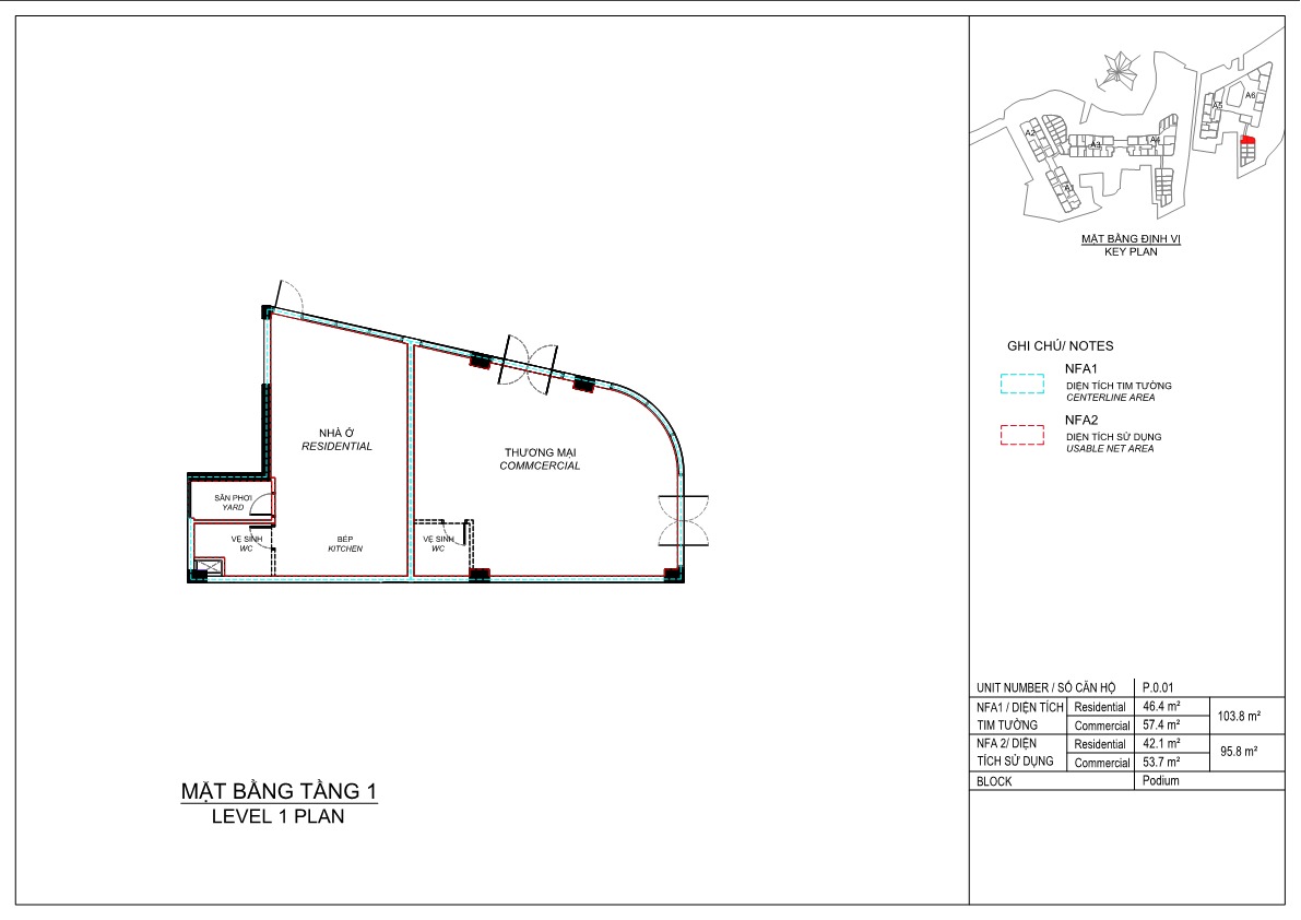 Mặt bằng Shophouse Eaton Park Quận 2