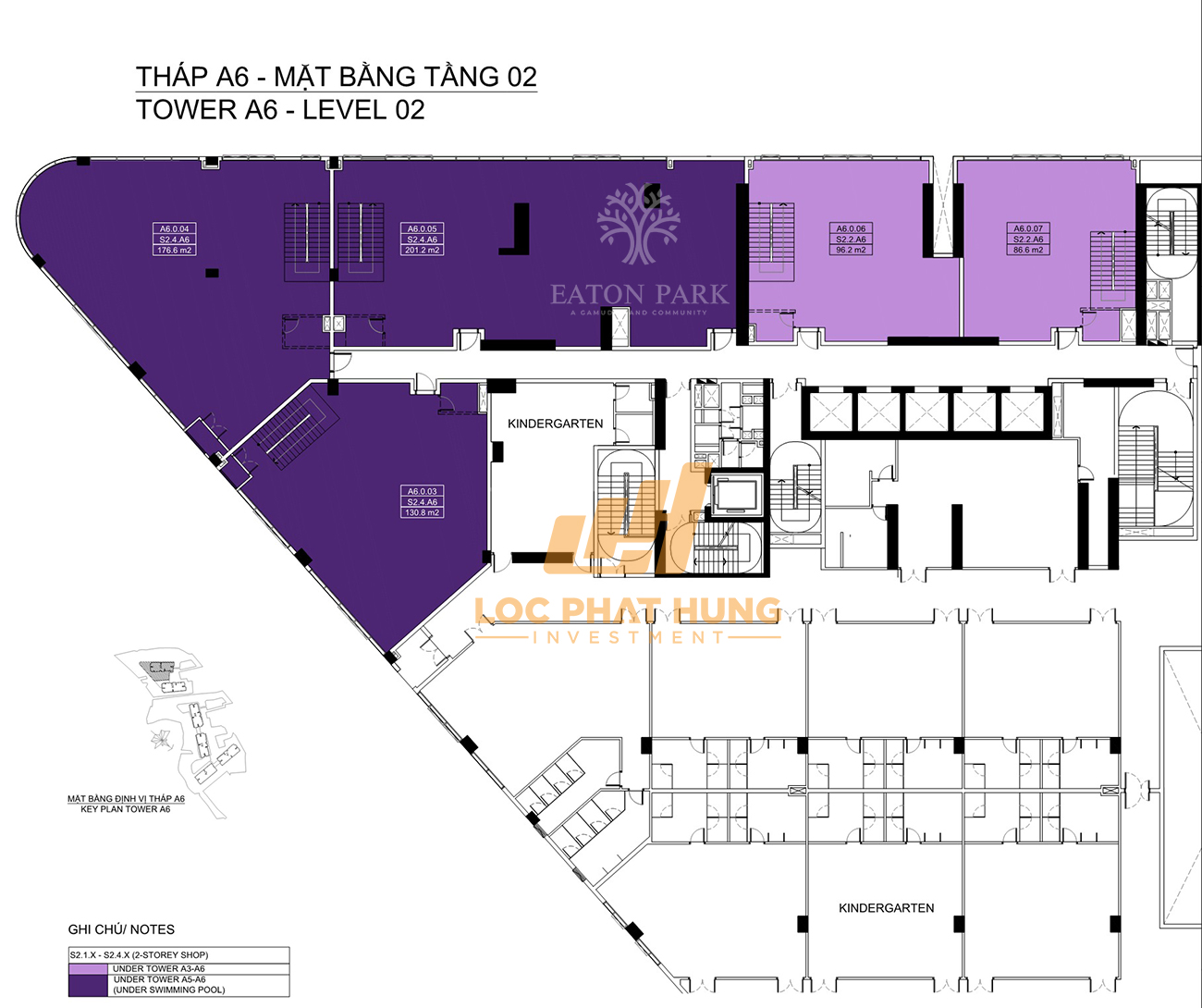 Mặt bằng tầng 2 Block A6 Shophouse Eaton Park Quận 2