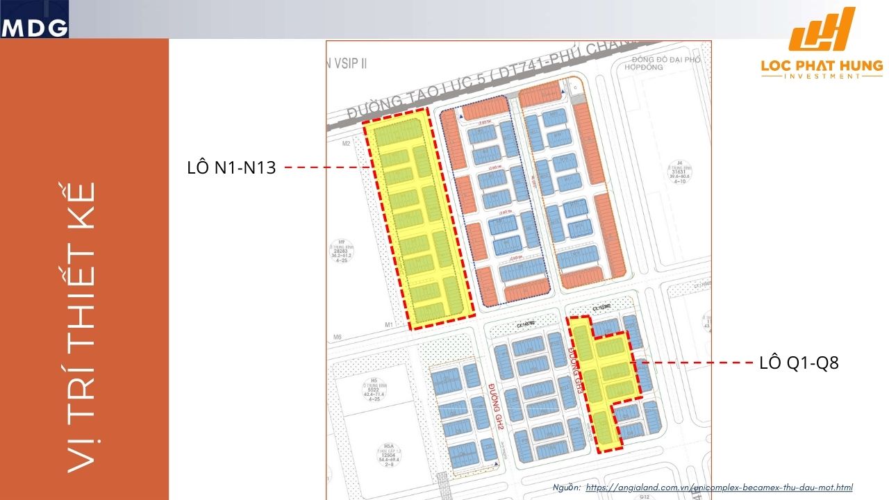 Mặt bằng dự án nhà phố Unicomplex Becamex Thủ Dầu Một