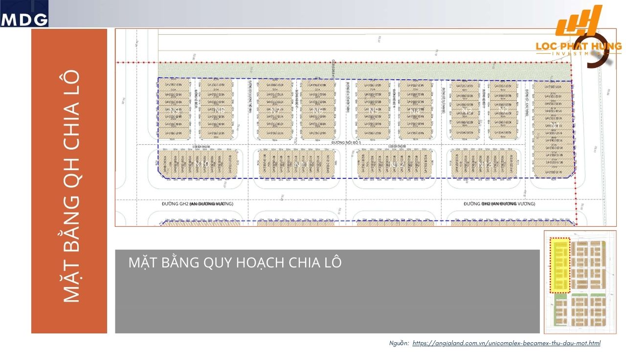 Mặt bằng dự án nhà phố Unicomplex Becamex Thủ Dầu Một