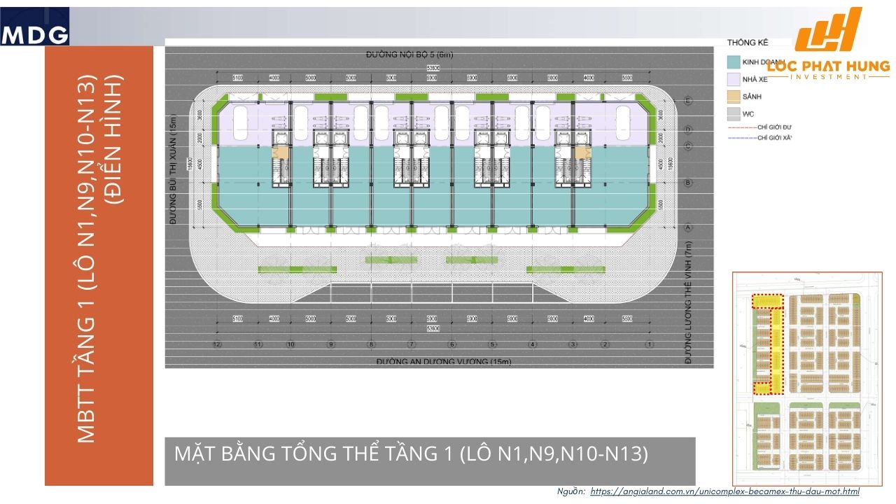 Mặt bằng dự án nhà phố Unicomplex Becamex Thủ Dầu Một