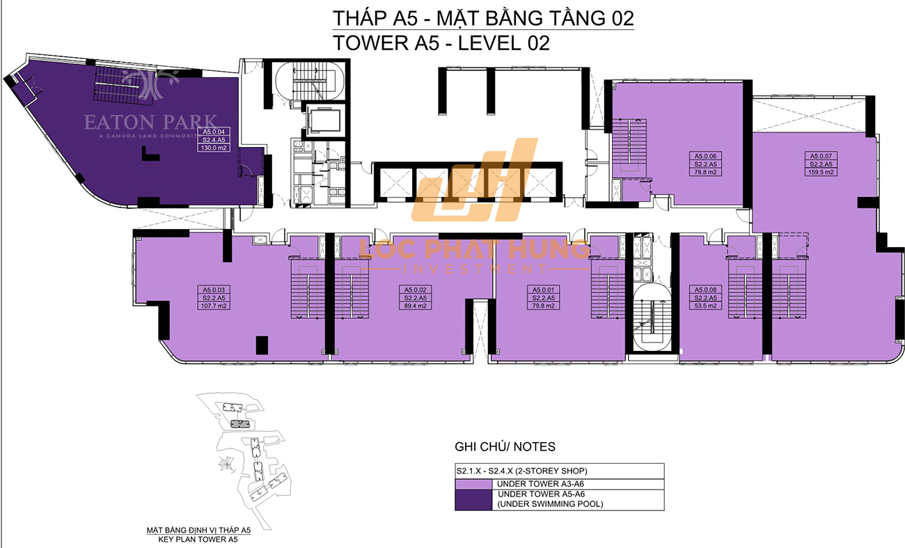 Mặt bằng tầng 2 Block Shophouse Eaton Park Quận 2