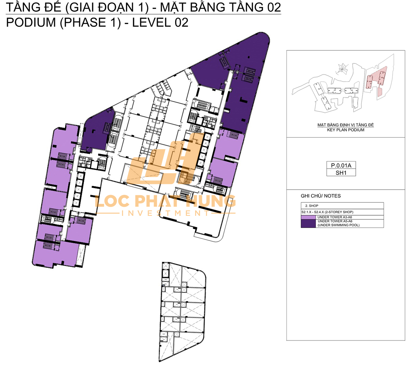 Mặt bằng tầng 1 tổng thể Phase 2 Shophouse Eaton Park Quận 2
