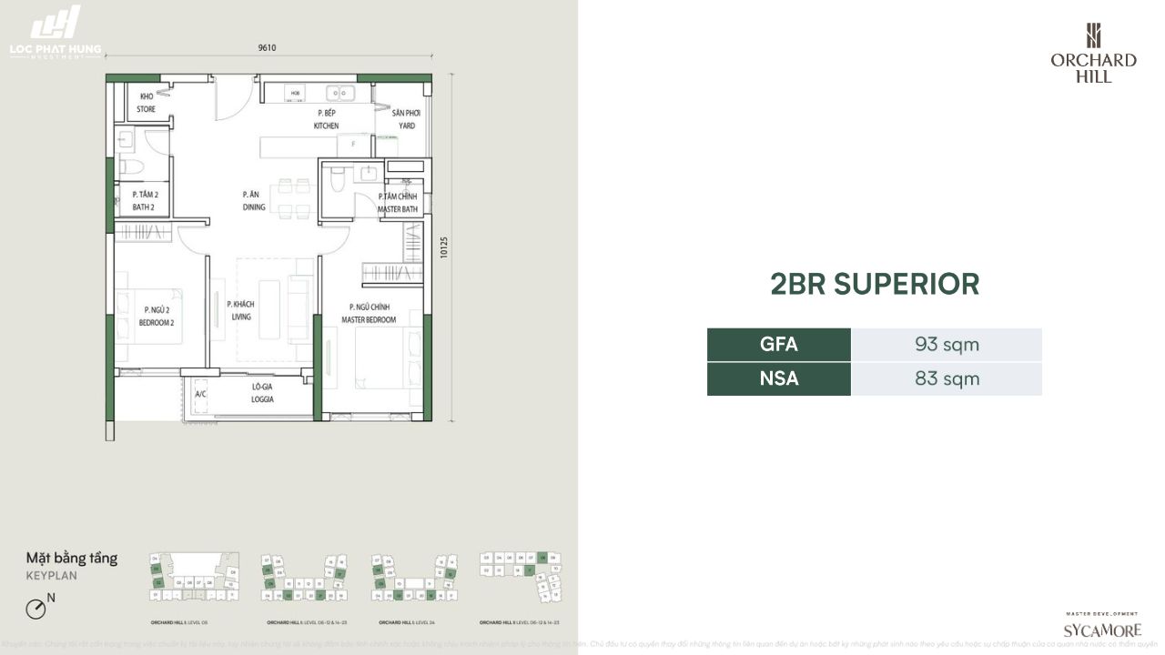 Thiết kế loại căn hộ 2 Phòng Ngủ tại Orchard Hill