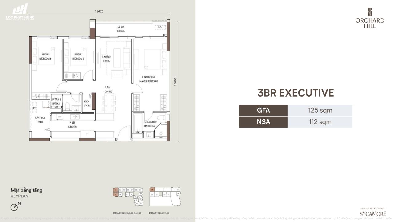 Thiết kế loại căn hộ 3 Phòng Ngủ tại Orchard Hill