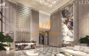 Sảnh chờ sang trọng tại dự án căn hộ chung cư The Felix Thuận An