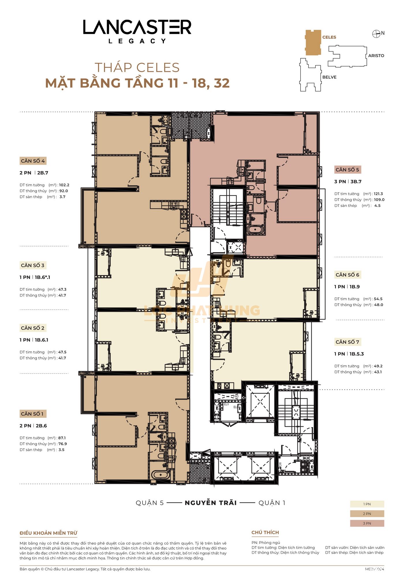 Mặt bằng tầng Lancaster Legacy Quận 1 Tháp C Tầng 11-18,32