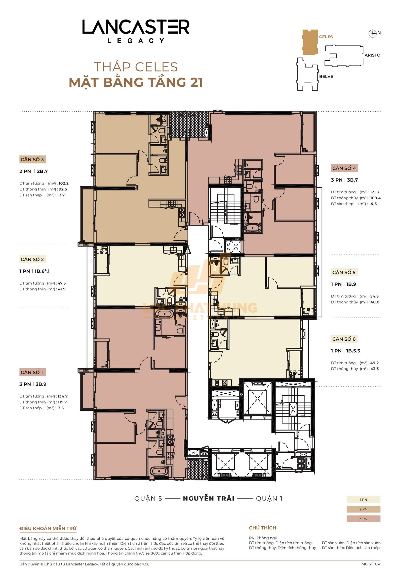 Mặt bằng tầng Lancaster Legacy Quận 1 Tháp C Tầng 21