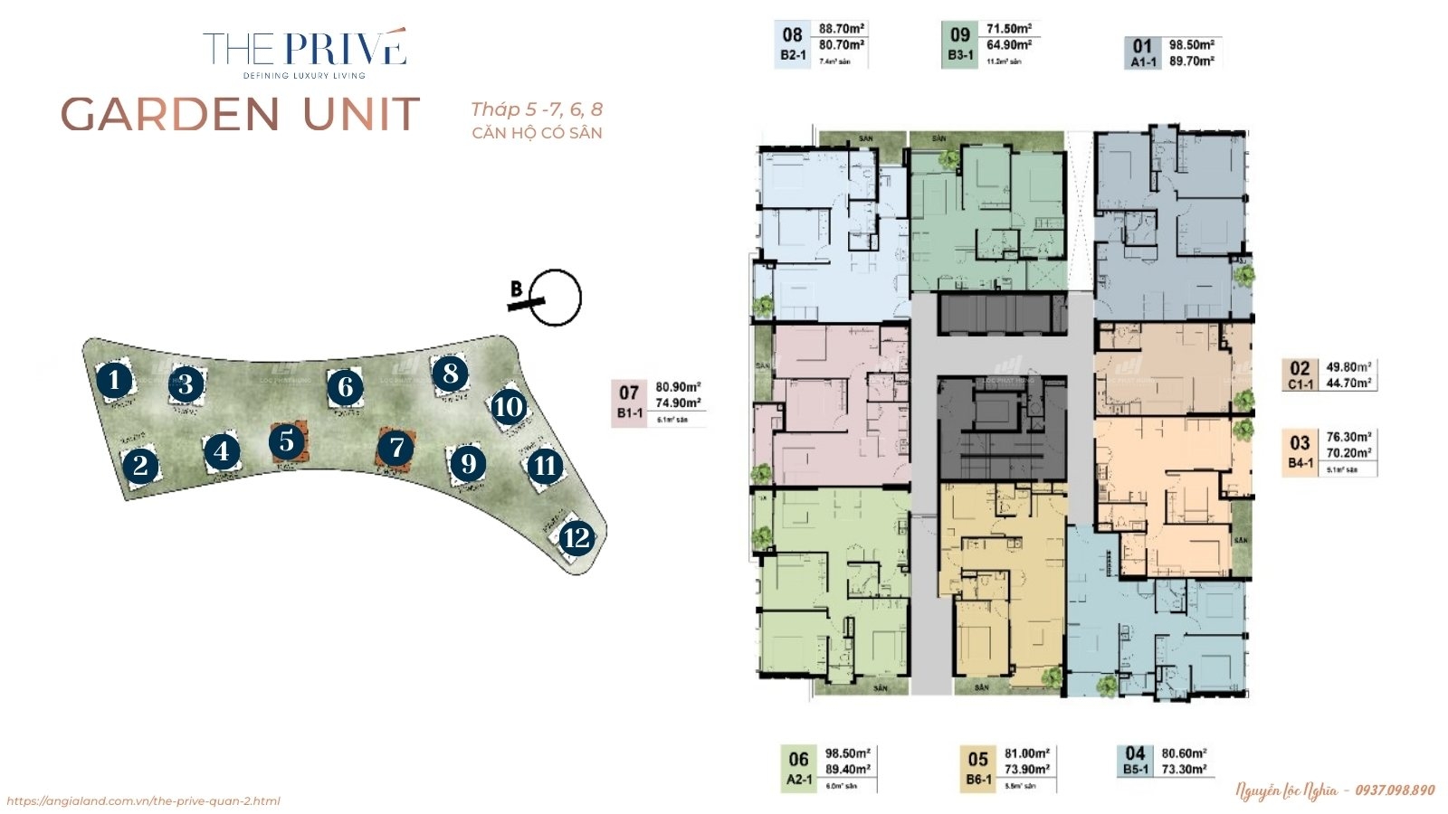 Mặt Bằng Chi Tiết Tầng Garden Unit Tháp 5 & 7 Dự Án Căn Hộ The Privé Quận 2 Đất Xanh