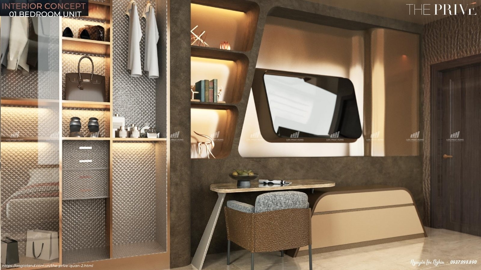 Nhà mẫu căn hộ The Privé loại 1PN - 1WC - 49m² - Thiết Kế Phòng Khách