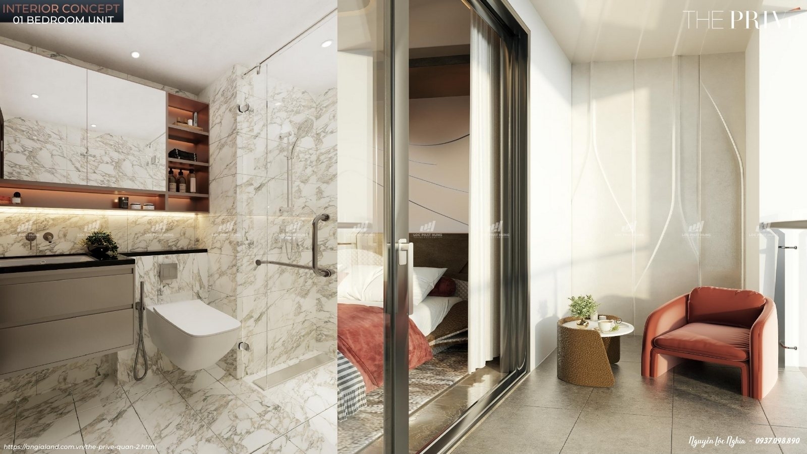 Nhà mẫu căn hộ The Privé loại 1PN - 1WC - 49m² - Thiết Kế WC