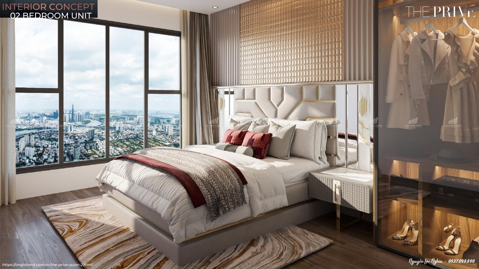 Nhà mẫu căn hộ The Privé loại 2PN - 2WC - 80m² - Thiết Kế Phòng Ngủ