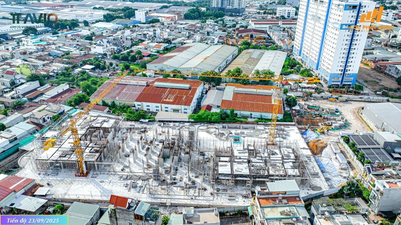 Tiến độ xây dựng tháp Avis dự án TT Avio tháng 23/09/2025: Hoàn thành đổ sàn tầng 6 và thi công trụ tầng 7