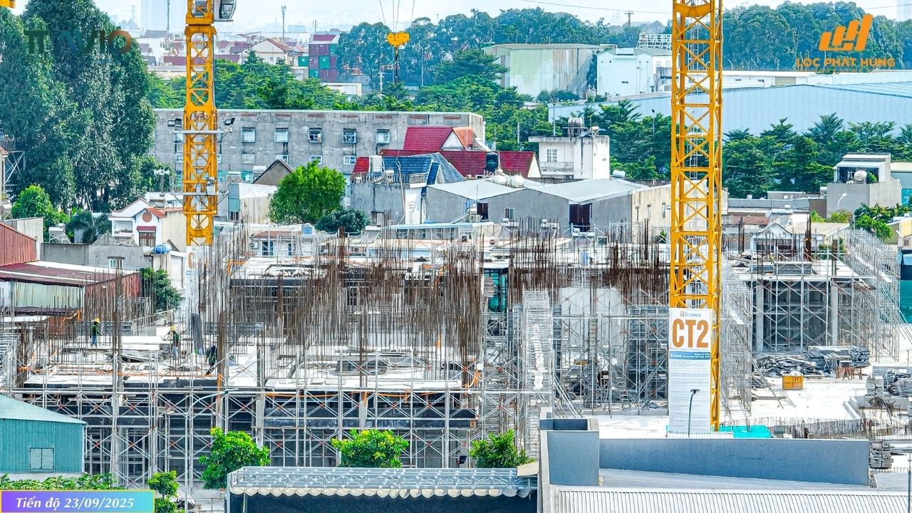 Tiến độ xây dựng tháp Avis dự án TT Avio tháng 23/09/2025: Hoàn thành đổ sàn tầng 6 và thi công trụ tầng 7