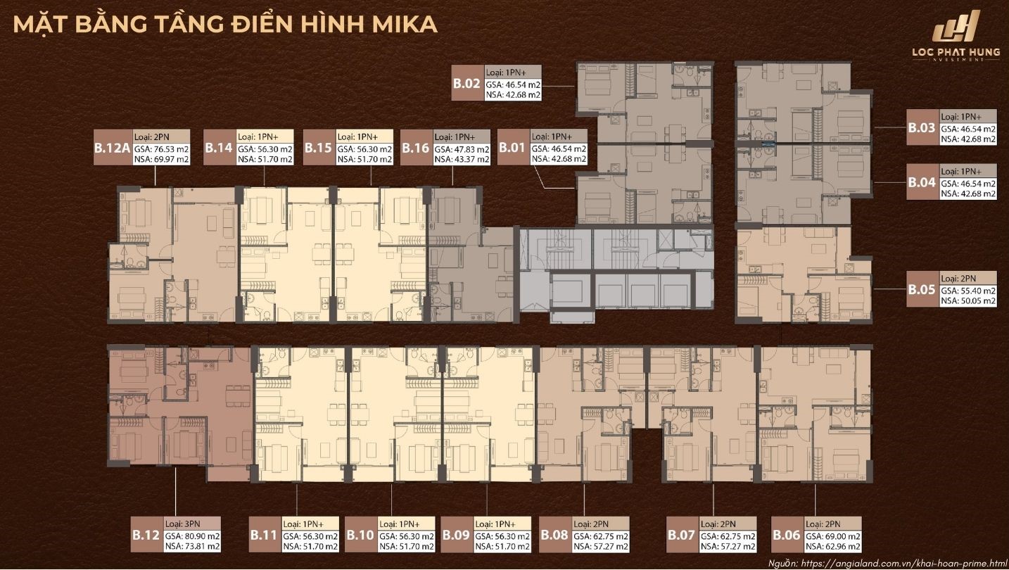 Mặt bằng tháp Mika Khải Hoàn Prime Nhà Bè