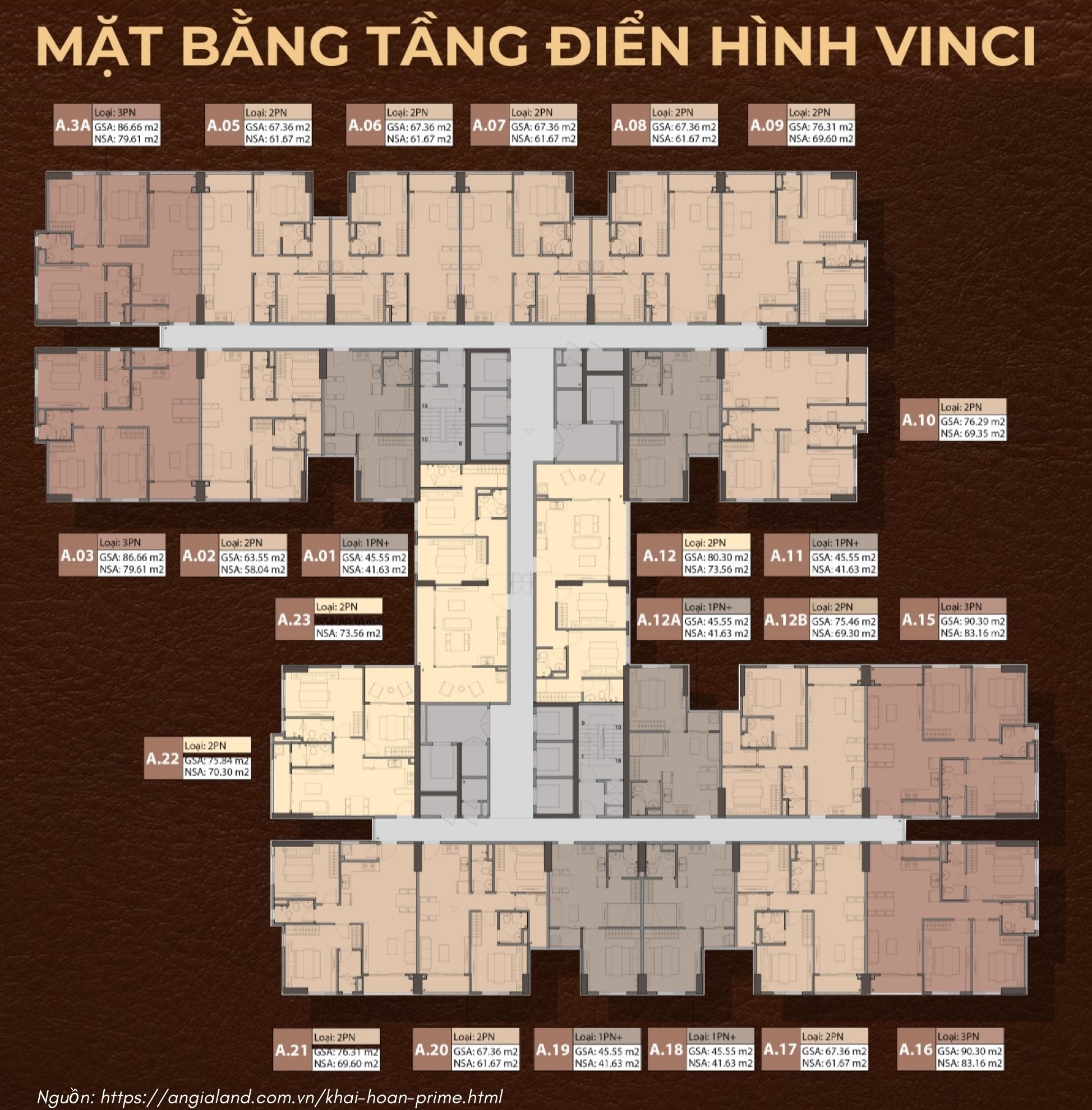 Mặt bằng tháp Vinci Khải Hoàn Prime Nhà Bè