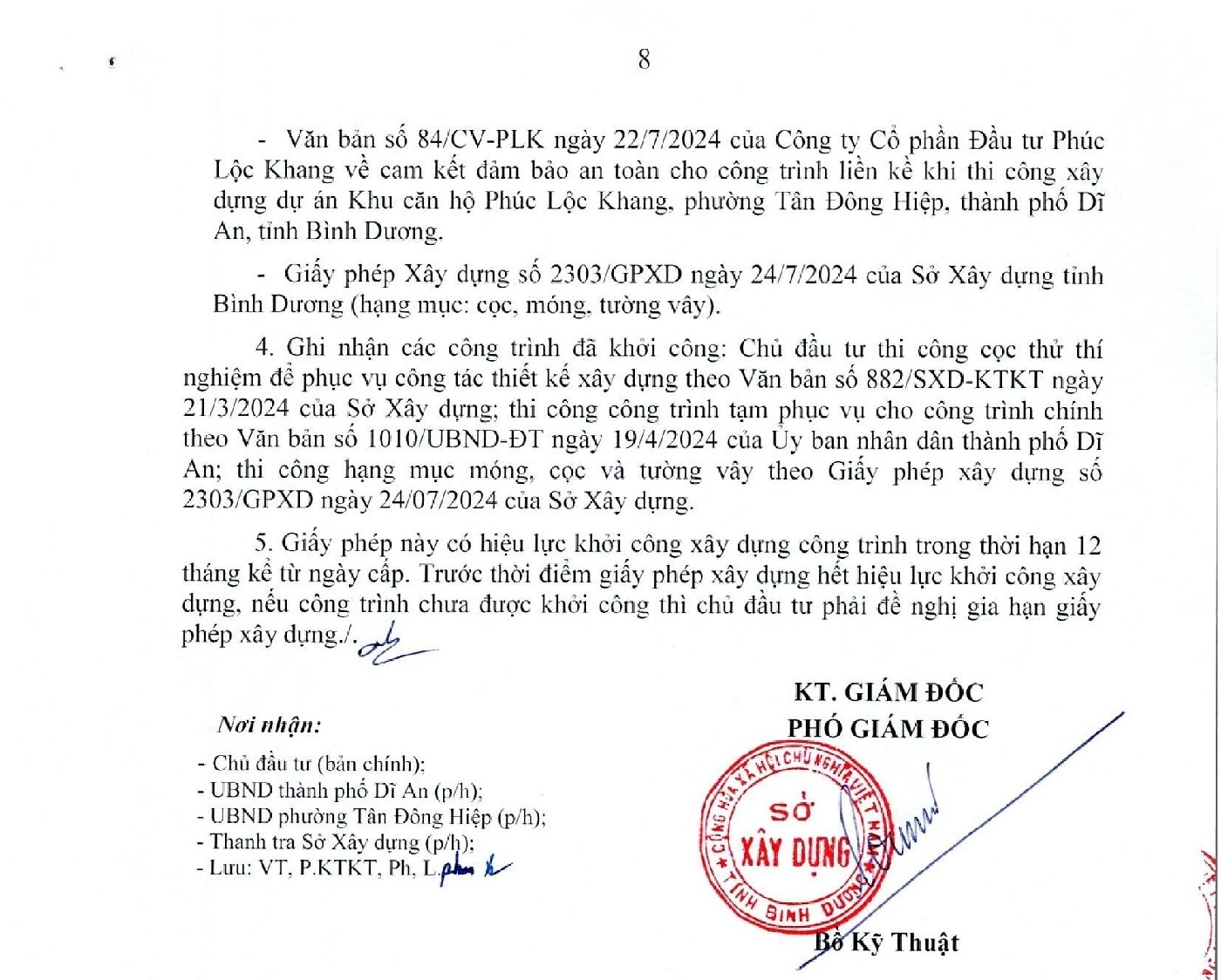 Giấy Phép Xây Dựng Dự án Căn Hô Chung Cư Tt Avio Dĩ An