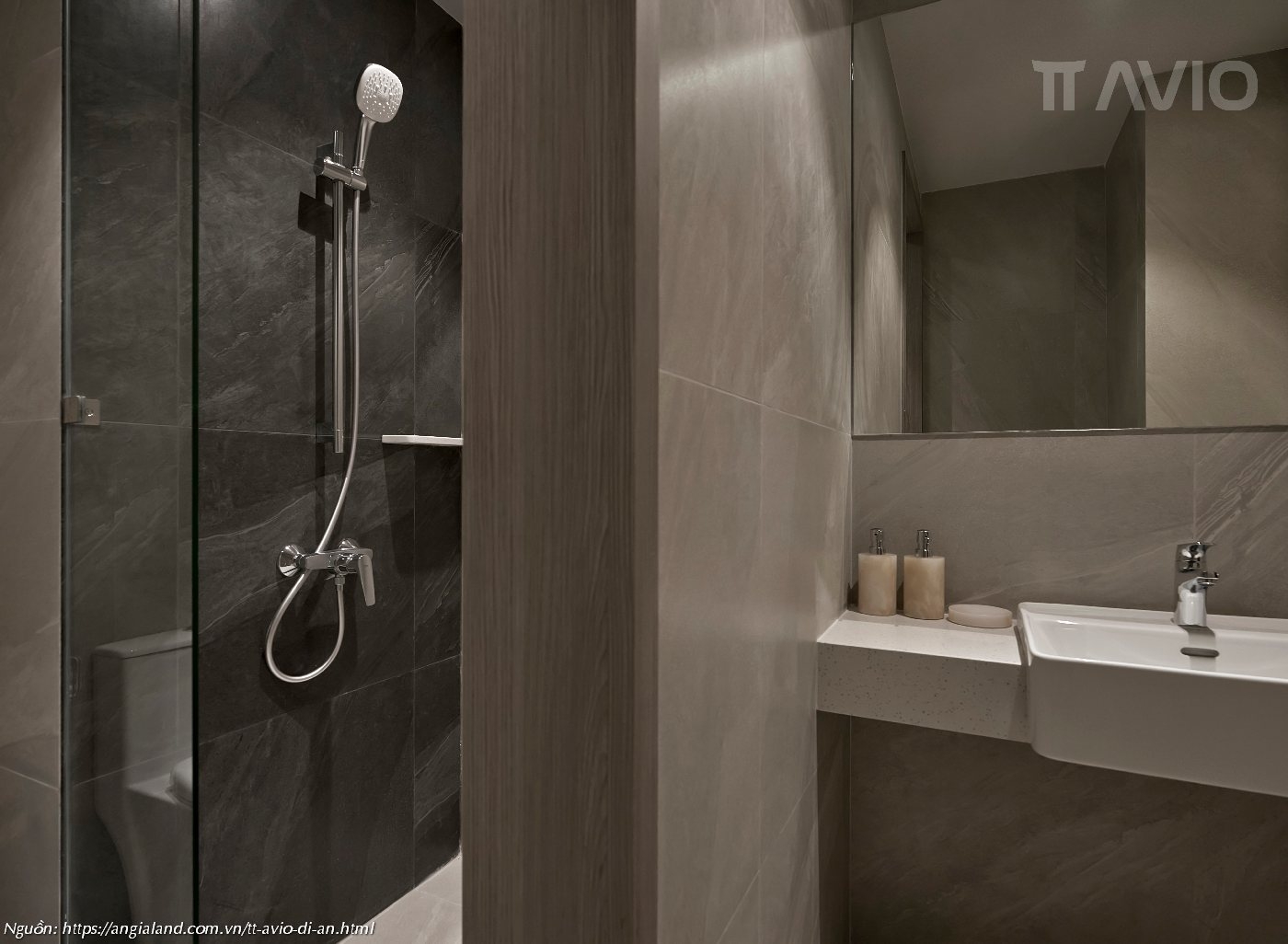 Nhà mẫu dự án căn hộ chung cư TT Avio Dĩ An - DT 56m2 - 1PN+ -1WC - Phòng vệ sinh