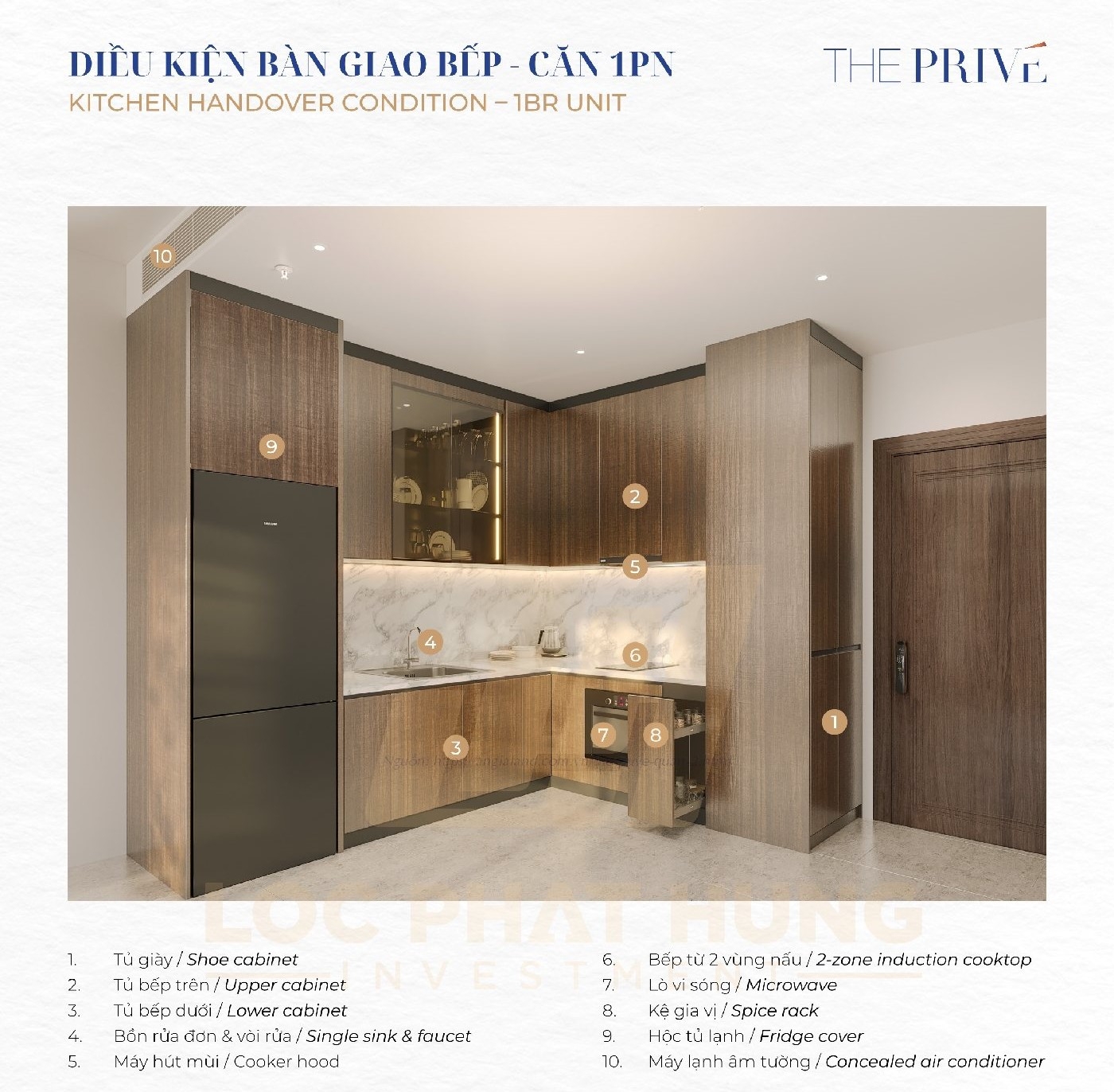 Điều kiện bàn giao Bếp The Privé Quận 2 - Căn Hộ 1PN